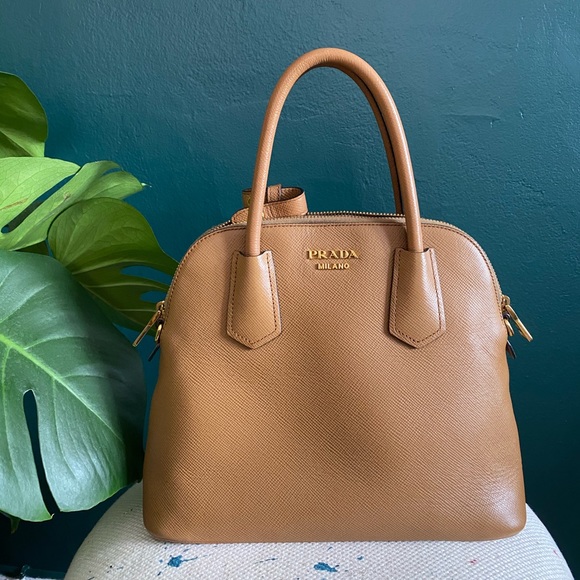 PRADA SAFFIANO CUIR SATCHEL IN CARAMEL - Picture 5 of 8